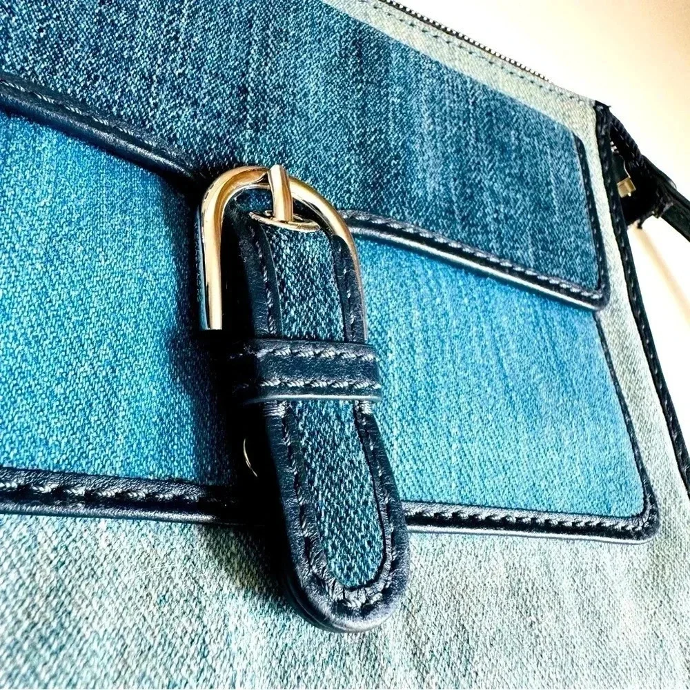 Michael Kors Cooper Medium Wristlet Indigo Light Wash Dark Denim